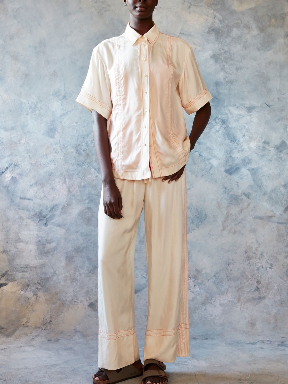 Lee Mathews Lamberts Pant in Ivory Satin Linen Blend Size 1 AU